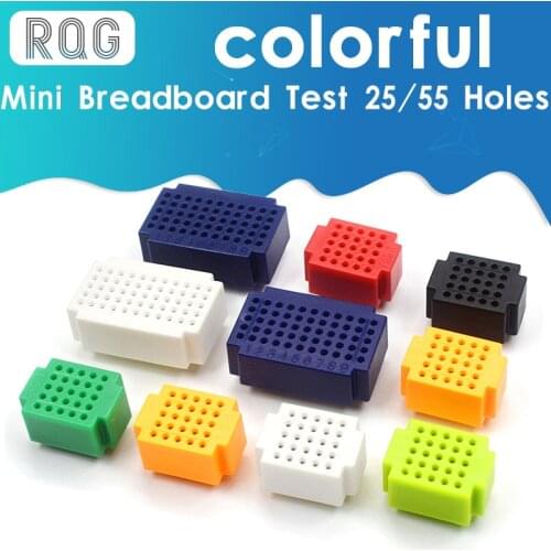 7Pcs/lot 25/55 Tie-point Mini Breadboard Solderless Prototype Test Board Bread Boards 25 Holes 55 Holes Seven Colors For Arduino