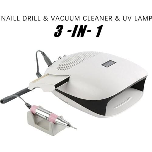 2-IN-1 Nail Drill & Nail Dust Collector Manicure With Powerful Fan Mill Cutter Machine For Manicure Nail Pedicure File