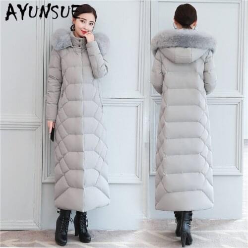 AYUNSUE Winter Long Coat Female Thick Womens Down Jacket + Real Fox Fur Hooded Elegant Duck Down Jackets Women Clothes 202013