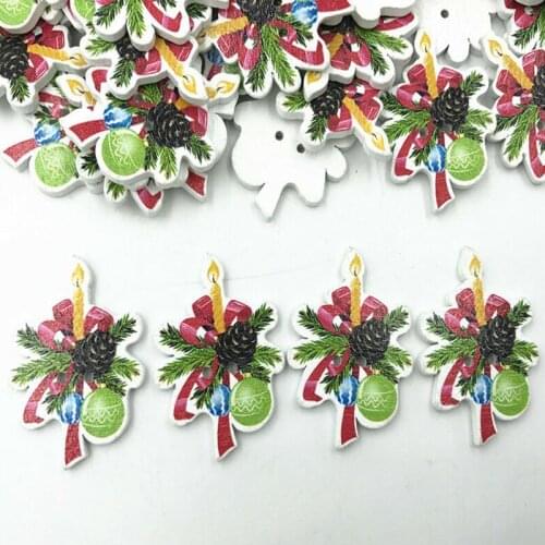 DIY 100PCS Christmas decoration Wooden Buttons Sewing Handicrafts scrapbooking Crafts 35mm