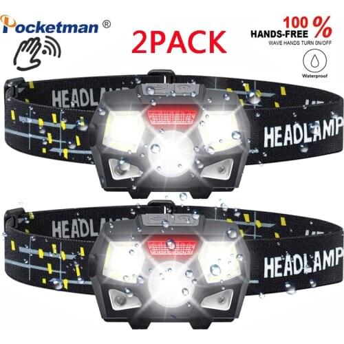 1000 Lumens Rechargeable Motion Sensor Headlamp Flashlight Bright LED Headlamp with Red Light 5 Modes Camping Lamp 2Packs
