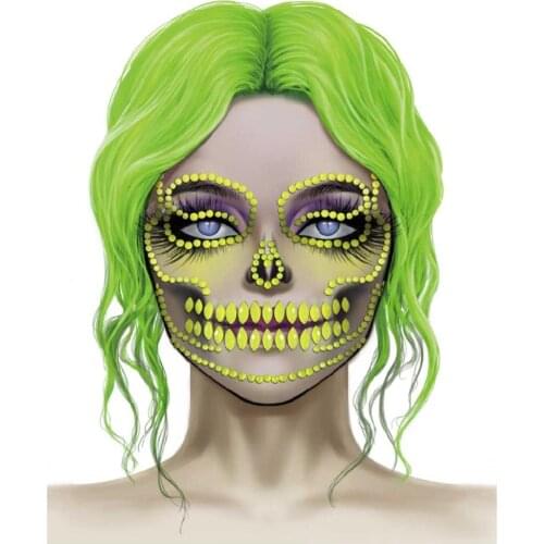 HFG15 1Pc Skull Makeup Inspired Party Face Gem Sticker Body Paint Decor for Christmas Present Holiday Gift