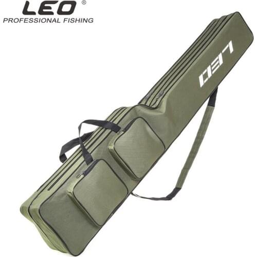 Leo Fishing Bag 1.3m Portable Men Sea Fishing Tackle Bag Double Layer Big Capacity Backpack Foldable Accessories Carrier Handbag