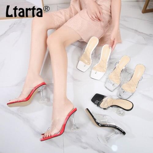 LTARTA Sandals Women 2021 Stylish Crystal Heels With Sandals Heels Casually Wear Womens Shoes Light Open-toed Heels 46 WZ