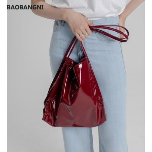 Fashion Patent Leather Women Shoulder Bags Vintage Female Casual Tote Handbags Large Capacity Ladies Shopping Bag