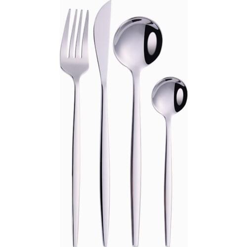 Silver Stainless Steel Cutlery Set Silverware Forks Knives Spoon Christmas Tableware Dinnerware Flatware Set Coffee Teaspoon Kit