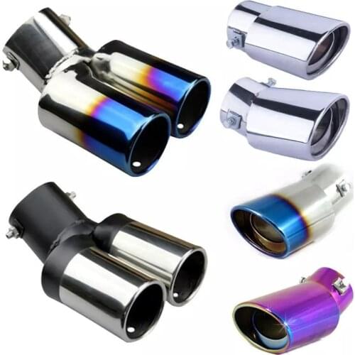 Car Round Exhaust Muffler Tip Stainless Steel Pipe Chrome Trim Modified Exhause Tail Pipe Car Rear Wheel Exhaust Pipe