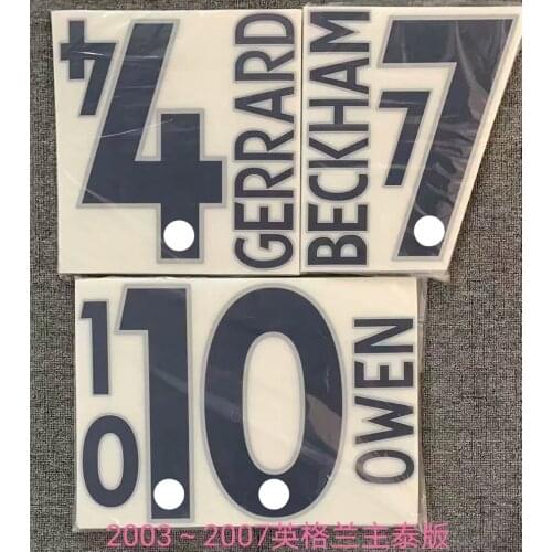 Retro 2003-2007 England away beckham gerrard owen Name and number Hot stamping Patch Badges
