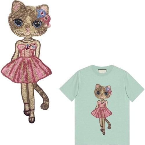 Hot Arrival Cute Cat Girl Embroidery Patches Sew on Applique Stickers for Clothing DIY Accessories