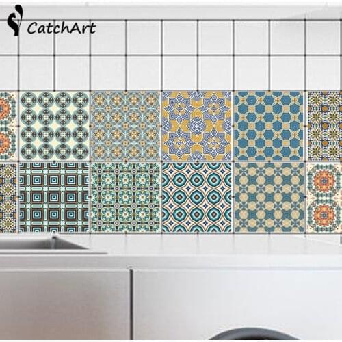 New Waterproof Wall sticker Retro Tile Tiles Stickers Kitchen Bathroom Removable Wall Stickers DIY Poster Stickers