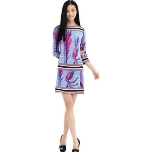 New Limited Women Summer Dress Sweet Goldenbarr Print Gentlewomen Elegant Fancy Knitted Elastic One-piece Dress Fashion