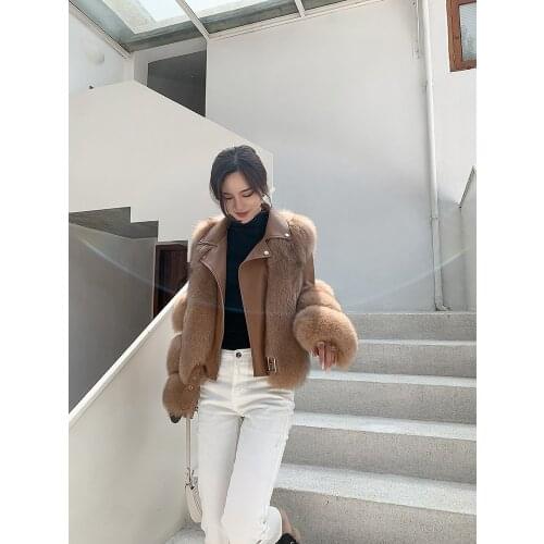 2021 New Arrival Leather Fur Coat For Women Winter Coats Real Fox Fur Jacket Genuine Sheepskin Luxury Fur Clothe For Little Girl