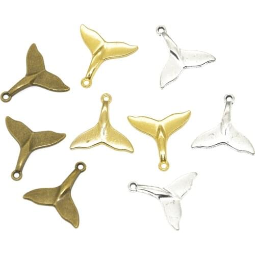 25pcs mix color metal Whale Tail Charms Fish Pendants fit handmade Necklace Bracelet Jewelry Accessories