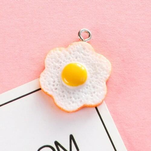 Resin Simulation Food Diy Keychain Accessories Egg Donuts Waffle Toast Pendant for Keychain Earring Jewelly Diy Making Wholesale