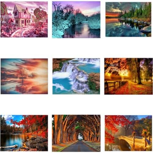 Dropship Square/Round 5d Diamond Embroidery DIY Scenic Diamond Painting Cross Stitch Needle Drawing Handmade for Home Wall Decor