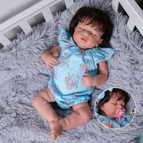 20 Inch LouLou Reborn Baby Doll Realistic 50CM Newborn Babe Black Hair Hair Transplant Girl Surprise Gift Toy Lol
