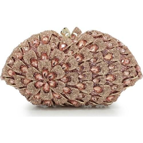 Luxury Pink Rhinestone Diamond Clutch Bags XIYUAN Brand Purse Women Crystal Evening Handbags Party Bag Shell Shape Ladies Clutch