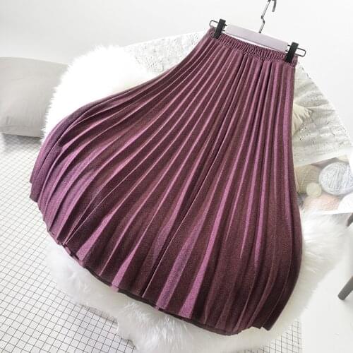 Sherhure 2020 Winter Woolen Skirts Waist A-Line Long Pleated High Quality Women Skirt Faldas Jupe Femme Saia