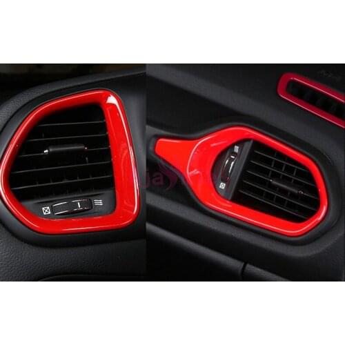 Car Styling Interior Red Color Dashboard Side AC Outlet Vent Cover Panel Overlay Trim 2016-2018 For Jeep Renegade Accessories