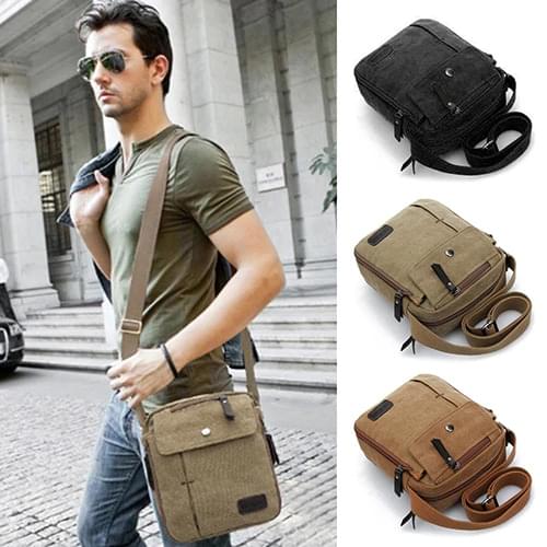 2019 New Sale Men Canvas Handbags Single Strap Male Shoulder Bags Solid Zipper School Bags for Teenager Casual Travel Handbags