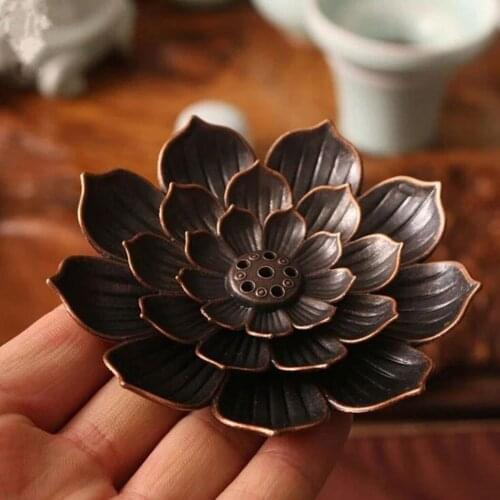 1pc Incense Plate Zinc Alloy Incense Stick Holder Ash Catchers Joss Cone Insence Round Plate Buddhism Insense