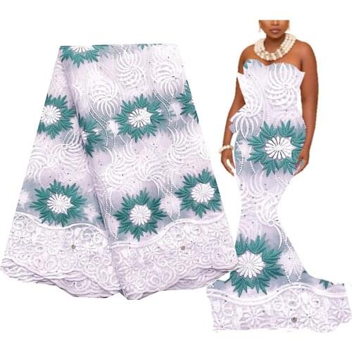 Green African Lace Fabric 2020 Embroidered Milk Silk New Nigeria Lace Guipure Swiss Voile Lace in Switzerland for Wedding 2021