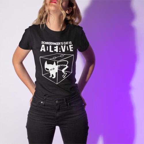 Schrodingers Cat The Big Bang Theory Sheldon Coop Tshirt for Women Fashion T-shirt Tops Tees Cotton Korean Clothing Female