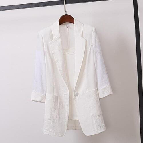 Office Lady Turndown Collar One Button Blazer Solid Color Loose Spring Autumn Long Sleeve Lapel Pockets Suits Coat for Office