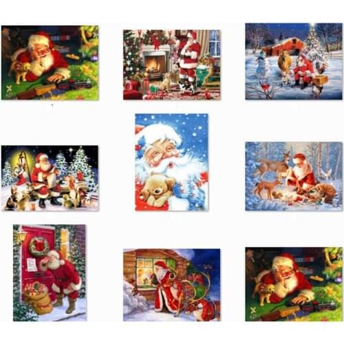2 Sets 5D DIY Christmas Full Drill Rhinestone Diamond Painting Kits Cross Stitch Santa Claus Snowman Home Décor Wholesale X2