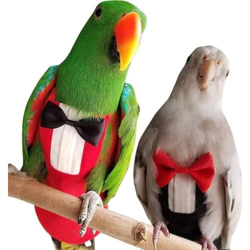 2 Pcs Pet Bird Uniform Tuxedo Flight Suit Waterproof Nappy Diaper Clothes for Macaw African Budgies Parakeet Fischeri Cockatiel