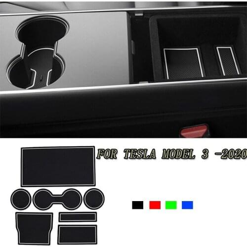 2020 For Tesla Model 3 Car Console Wrap Mat Non-Slip Gate Slot Center Protective Cup Holder Pad Accessories For Tesla Model3