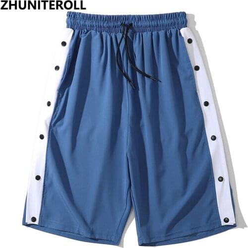 2021 Side Button Solid Shorts Men Streetwear Hip Hop Short Sweatpants Summer Jogger Baggy Fashion Harajuku Skateboard Trousers