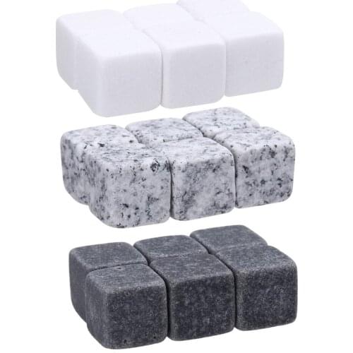 6pcs Natural Whiskey Stones Wine Cooler Sipping Ice Cube Stones for Whiskey Christmas Bar Accessories