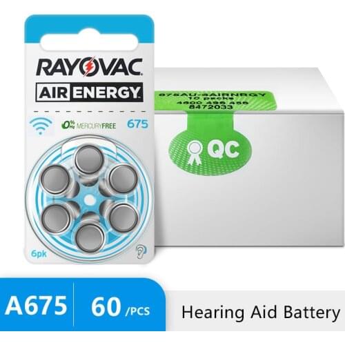60 PCS Rayovac Energy Zinc Air Hearing Aids Batteries 675A 675 A675 PR44 Battery For Sound Amplifier Accessories Drop Shipping