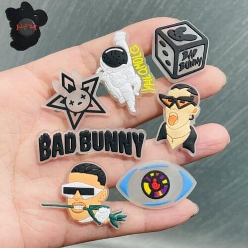 7PCS PVC Luminous Kawaii Cartoon Fridge Magnetic Sticker Bad Bunny Man Dice Astronaut Refrigerator Magnets Kids Gifts Office