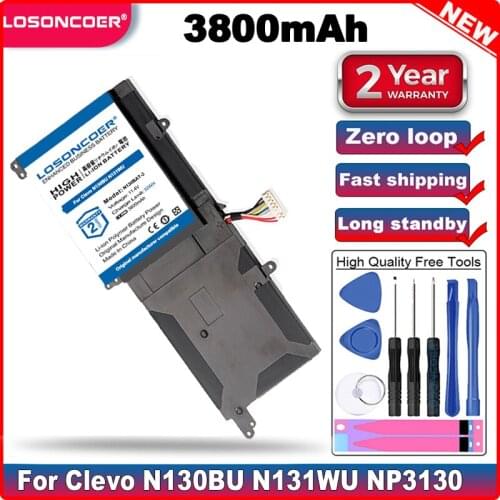 LOSONCOER 3800mAh N130BAT-3 Battery for Clevo N130BU N131WU NP3130 6-87-N130S-3U9 6-87-N130S-3U9A N130WU N131BU N131WU Pro 13