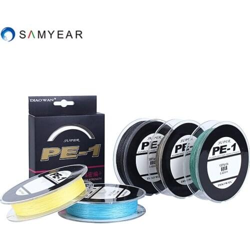 Free shipping DIAOWAN PE Braid Fishing Line 4 Strands 6/8/10/20/30/40/50/60/70/80/90/100LB high strength fishing Line 100m/pcs