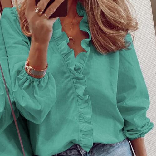 Womens Tops And Blouses Elegant Long Sleeve White Ol Shirt Ladies Solid Color Chemise Femme Blusa Feminina Streetwear