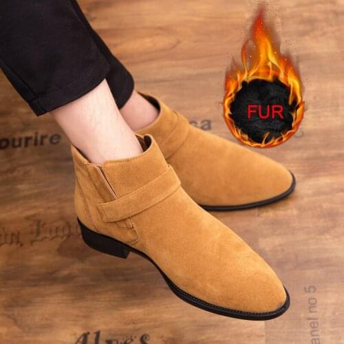 CIMIM Brand 2018 New Men High Top Shoes Big Size 38-47 Fur Moccasins Ankle Boots MenS Suede Casual Shoes Hot Sale Men Shoes