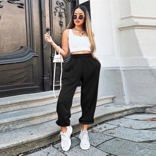 Womens Pants High Waist Spring Autumn Basic Dancing Running Sweatpants Solid Pockets Soft Casual Bottoms Sport clothing