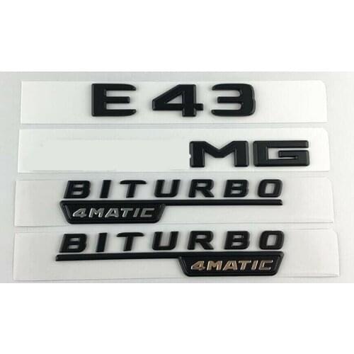 Black E43 for AMG BITURBO 4MATIC Trunk Fender Badges Emblems for Mercedes