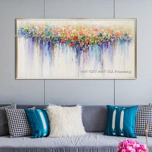 Rainbow Colorful 100% Handmade Oil Painting on Canvas Strong Color Picture Abstract Living Room Home Decoration Poster Wall Art