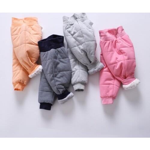 Baby clothes winter warm baby girls pants 100% cotton baby boys clothes kids trousers high waist padding quilted baby pants
