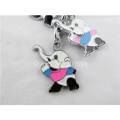 ERT369 ( 1Pcs Enamel Elephant Cartoon Keychain Male Womens Car couple Key Chain Key Ring For Christmas Gift