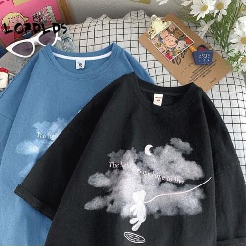LORDLDS Women Printed Tshirts Summer Loose Tees Cute Kawaii Aesthetic Clothes Short Sleeve O Neck Tops for Women 2021