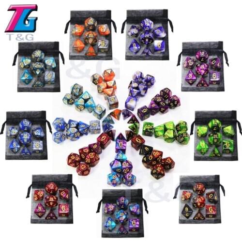 Hot Sale 9 Colors Mix Dice with Bag Toys for Adults Kids Plastic Cubes Special Birthday GiftDND RPG