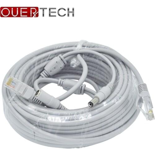 OUERTECH 20m Ethernet Cable RJ45 + DC Power CAT5/CAT-5e CCTV Network Cable Lan Cable For IP Camera NVR System Color