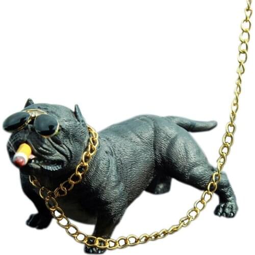 Cool Dog Glasses Chain Doll Figurine Home Office Desk Car Interior Decoration
