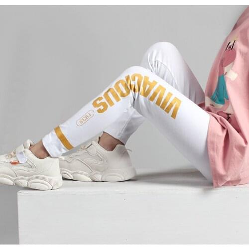 Girls pants leggings girls fall winter 2019 fashionable black white grey letter pring pencil pants boys girls sports pants 2019
