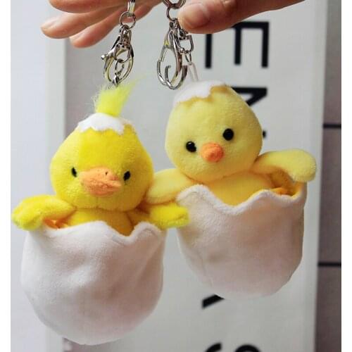 11cm Chickens, ducks Instagram web celebrity mini yellow chicken pendant plush creative cute car key chain eggshell chicken bag